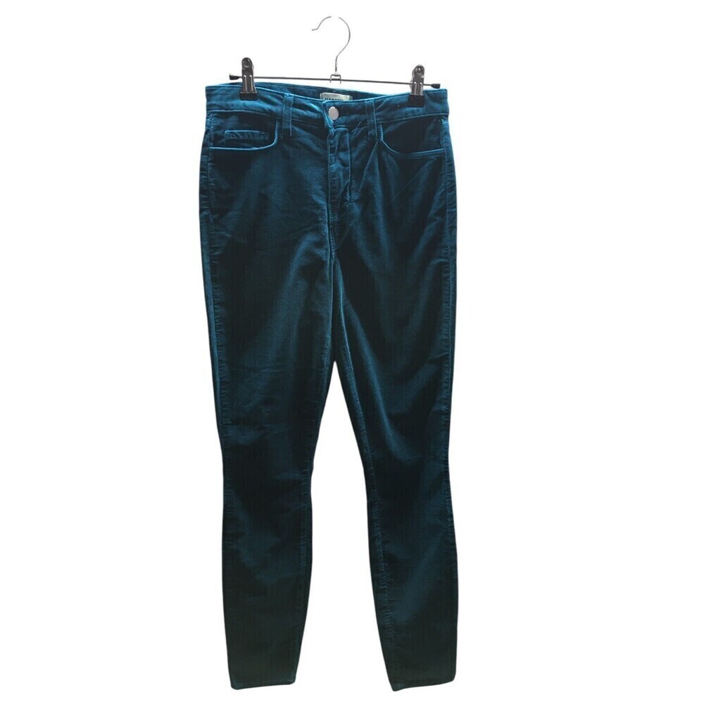L'agence Jeans Women's Size 25 Teal Green Tapered Leg Velvet Cotton Blend